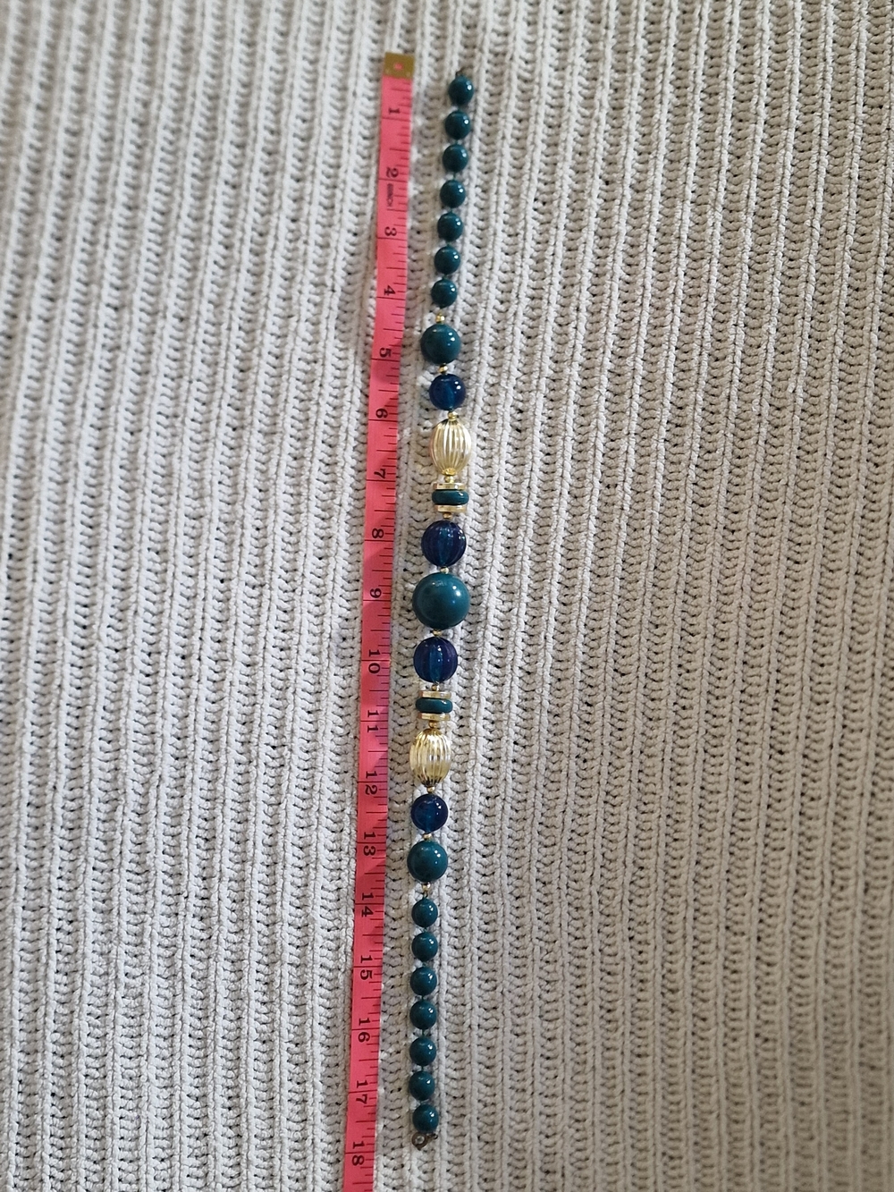 Chunky Teal & Navy Bead Necklace with Gold Accents - Picture 5 of 5